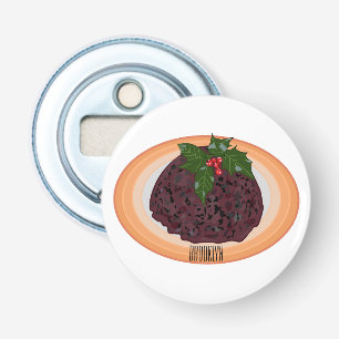 Christmas pudding cartoon illustration bottle opener