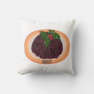 Christmas pudding cartoon illustration cushion