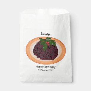 Christmas pudding cartoon illustration favour bag