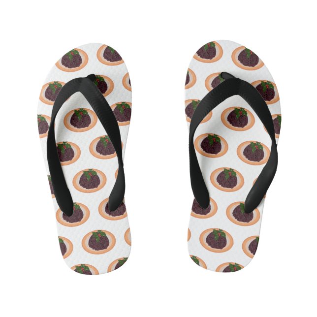 Christmas pudding cartoon illustration  kid's thongs (Footbed)