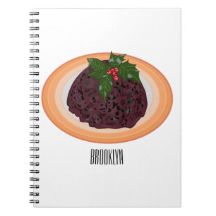 Christmas pudding cartoon illustration notebook