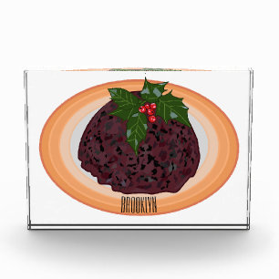 Christmas pudding cartoon illustration photo block