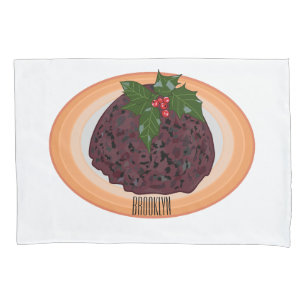 Christmas pudding cartoon illustration pillowcase