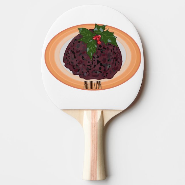 Christmas pudding cartoon illustration  ping pong paddle (Front)