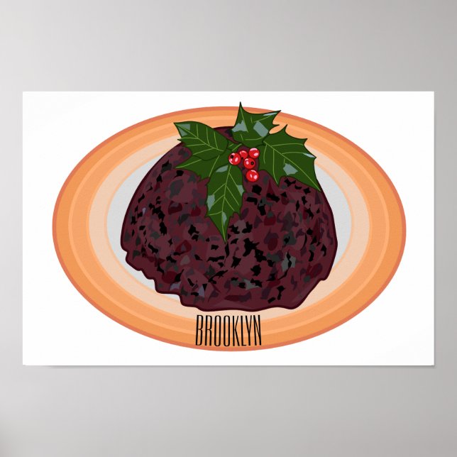 Christmas pudding cartoon illustration poster (Front)