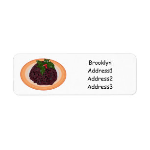 Christmas pudding cartoon illustration return address label