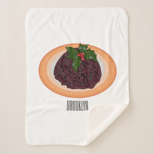 Christmas pudding cartoon illustration sherpa blanket