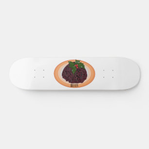 Christmas pudding cartoon illustration skateboard
