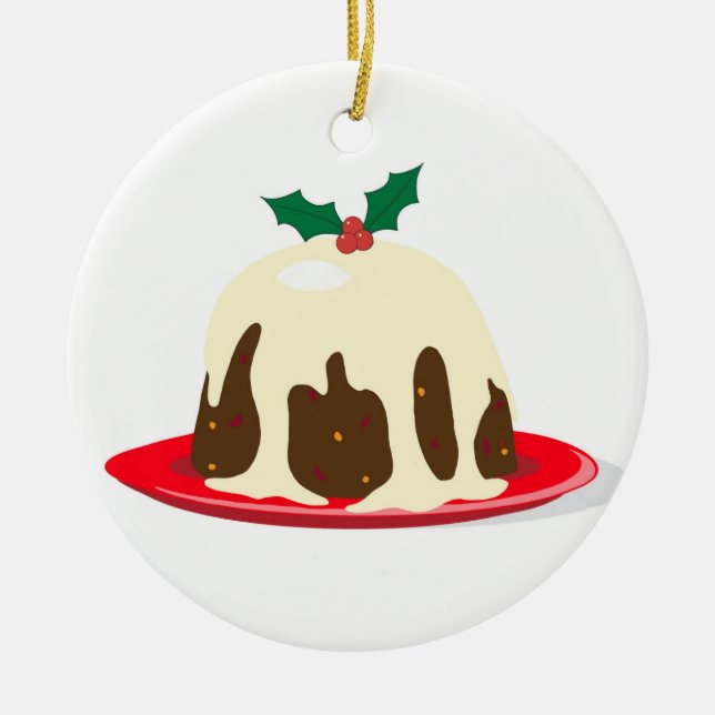 Christmas Pudding Ceramic Tree Decoration (Front)