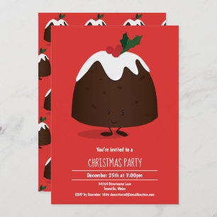 Christmas Pudding Character Holiday Invitation