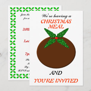 Christmas Pudding Custom Dinner Invites