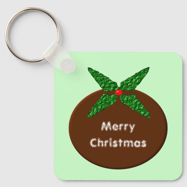 Christmas Pudding Custom Key Ring (Front)