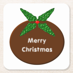Christmas Pudding Custom Paper Coasters