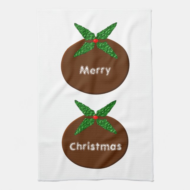 Christmas Pudding Customisable Kitchen Tow Tea Towel (Vertical)