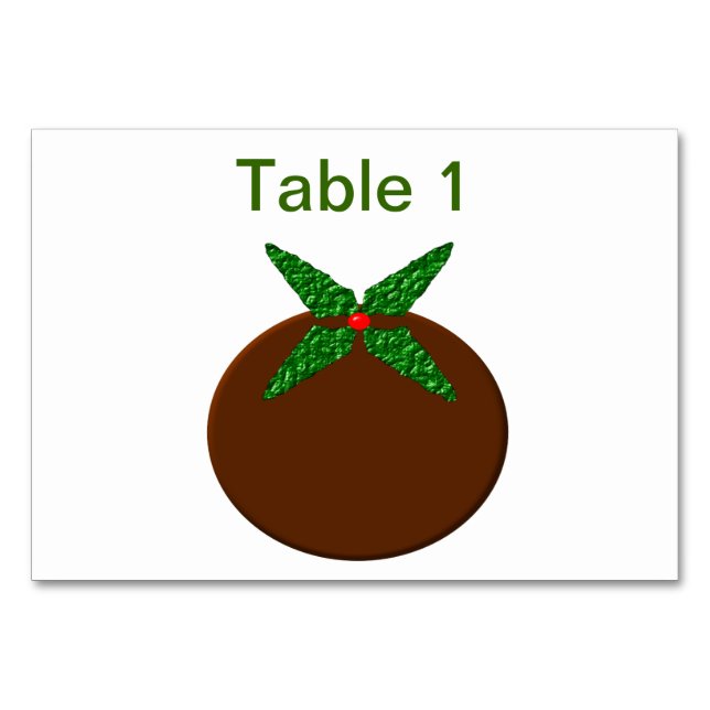 Christmas Pudding Customisable Tablecard Table Number (Front)