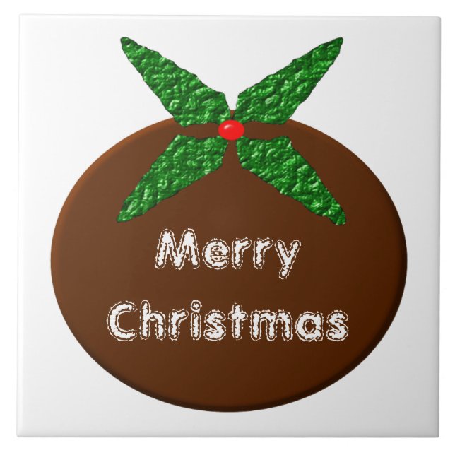 Christmas Pudding Customisable Tile (Front)