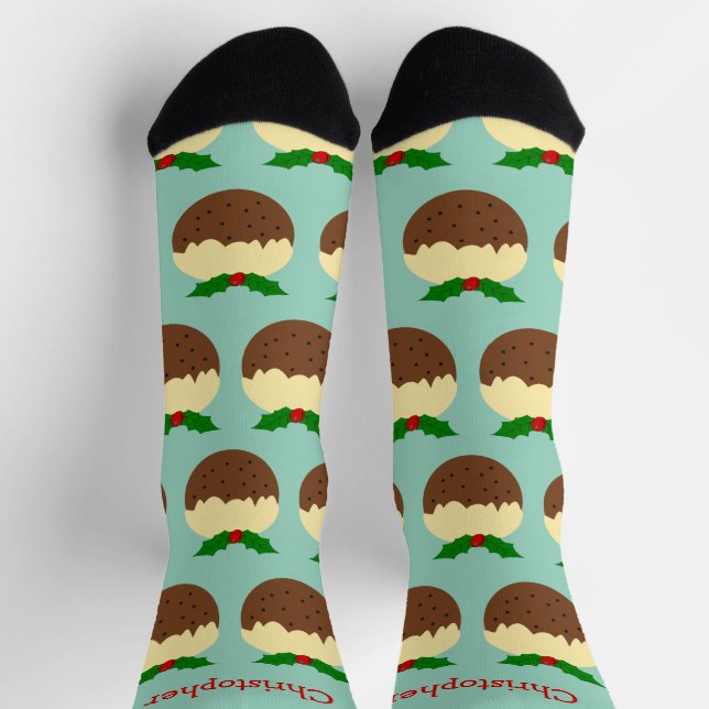 Christmas Pudding Design Christmas Socks (Top)