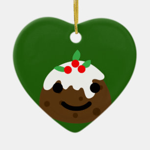 christmas pudding emoji ceramic ornament