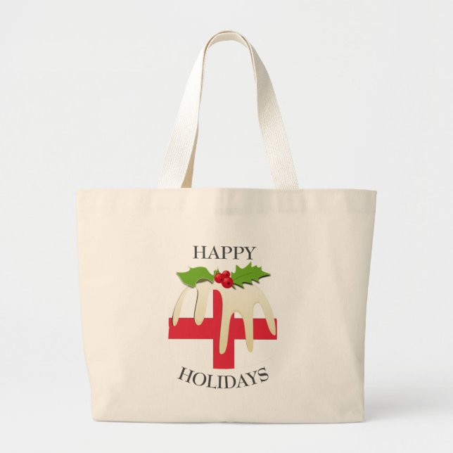 Christmas Pudding ENGLAND FLAG Large Tote Bag (Front)
