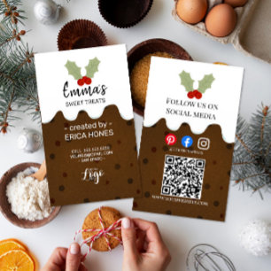 christmas pudding festive colourful baker holly business card