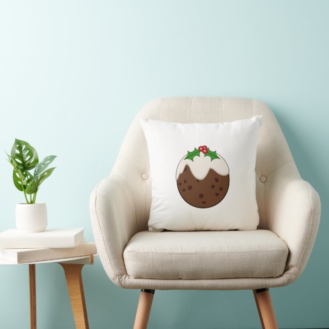 Christmas Pudding Illustrative Art Cushion (Chair)