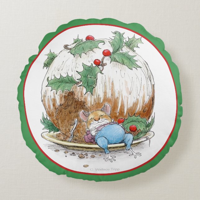 Christmas Pudding  Mouse round pillow (Front)