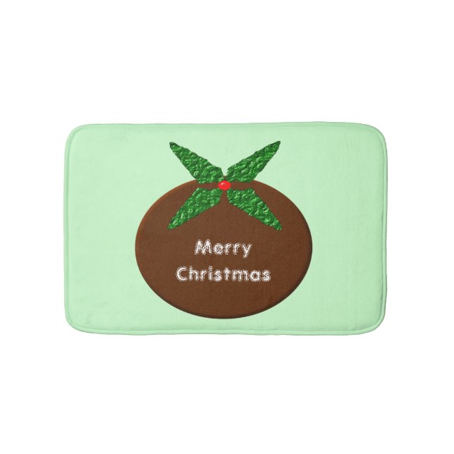 Christmas Pudding Personalised Bath Mat (Front)