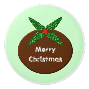 Christmas Pudding Personalised Ceramic Knob