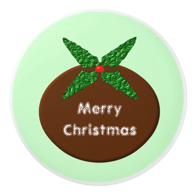 Christmas Pudding Personalised Ceramic Knob (Front)