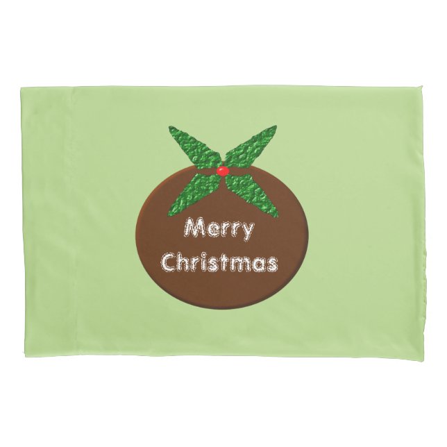 Christmas Pudding Personalised Pillowcase (Front)