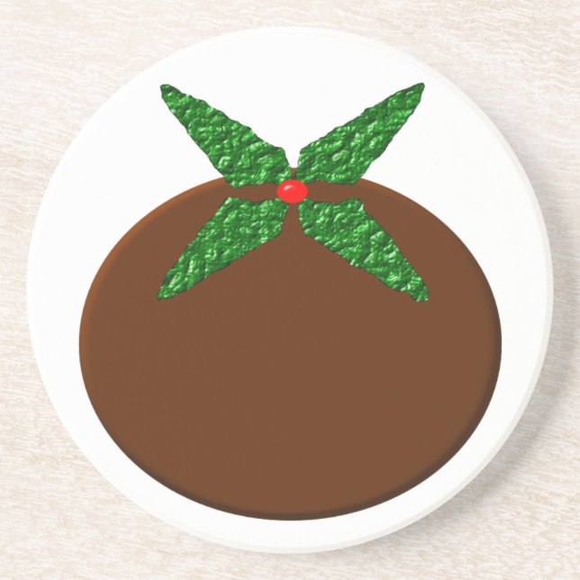 Christmas Pudding Sandstone Coasters (Front)
