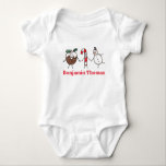 Christmas Pudding, Snowman and Candy Cane T-Shirt Baby Bodysuit<br><div class="desc">This personalised Christmas T - Shirt features the Christmas Crew's Christmas Pudding,  Snowman and Candy Cane Characters.</div>