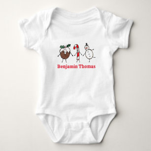 Christmas Pudding, Snowman and Candy Cane T-Shirt Baby Bodysuit