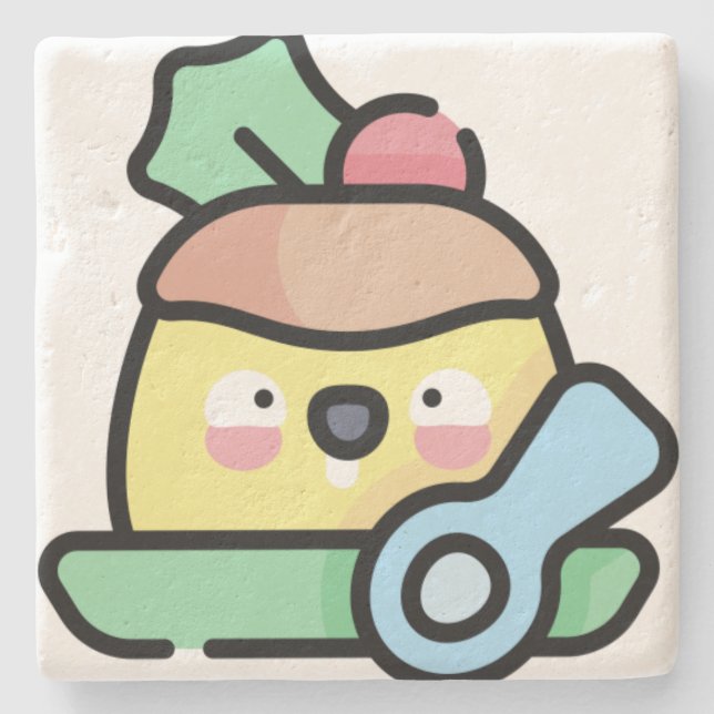 christmas pudding stone coaster (Front)