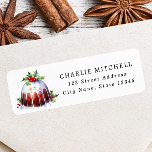 Christmas pudding watercolor return address label