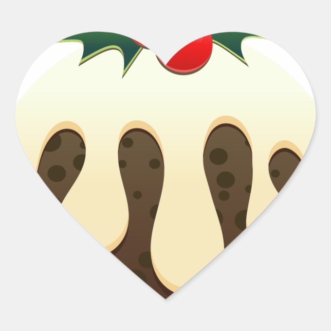 christmas puddings heart sticker (Front)