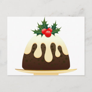 christmas puddings holiday postcard