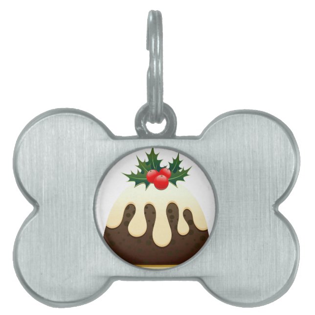 christmas puddings pet name tag (Front)