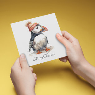 Christmas Puffin, customisable Invitation