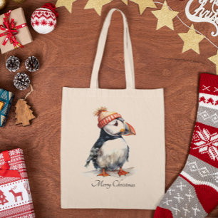 Christmas Puffin, customisable Tote Bag