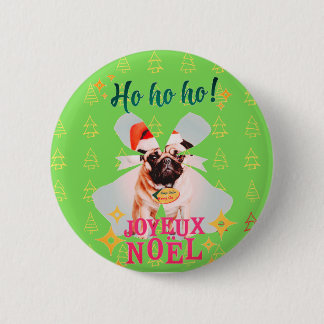 Christmas pug 6 cm round badge