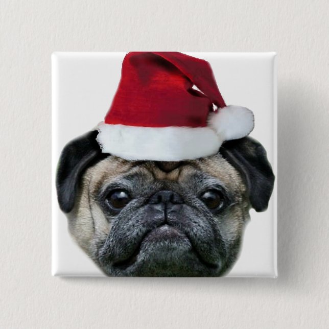 Christmas pug button (Front)