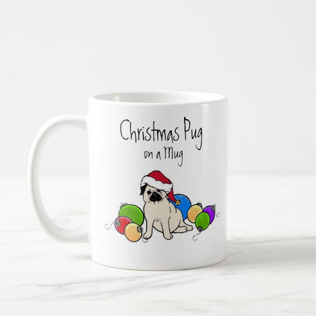 christmas pug coffee mug (Left)