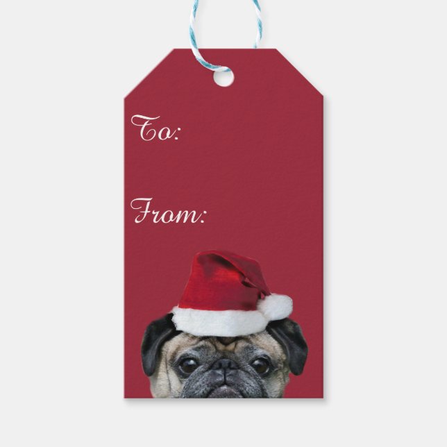 Christmas pug dog gift tags (Front)
