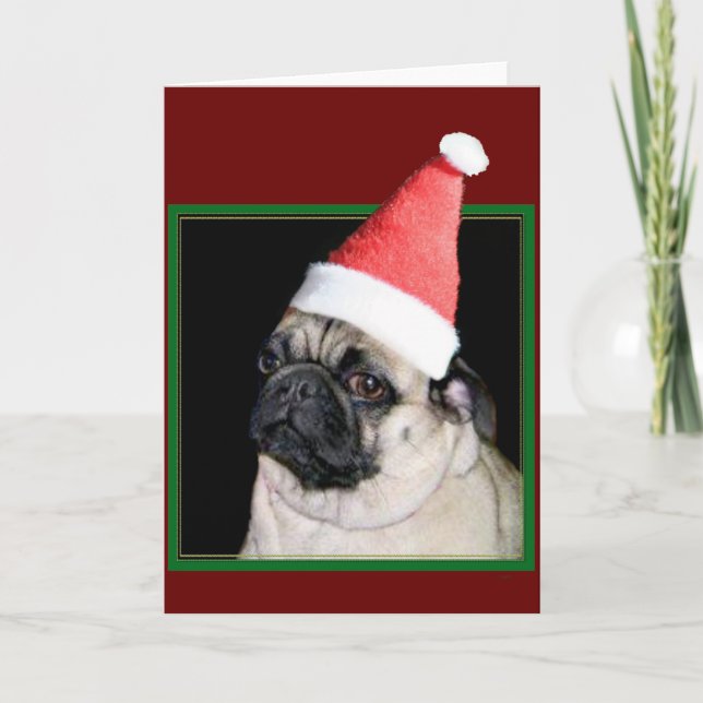 Christmas pug dog holiday card (Front)
