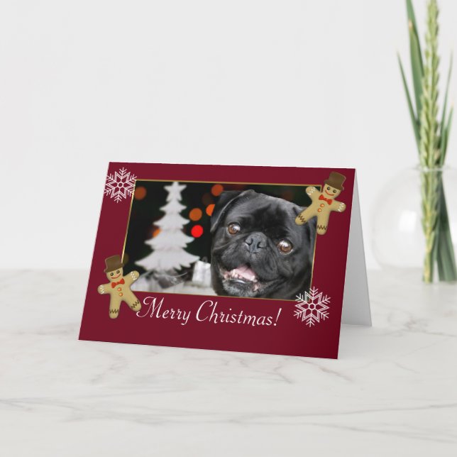 Christmas pug dog holiday card (Front)