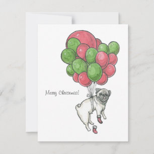 Christmas Pug dog. Holiday Card