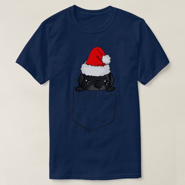 Christmas Pug Dog In Your Pocket  T-Shirt (Design Front)