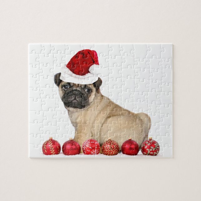 Christmas pug dog jigsaw puzzle (Horizontal)