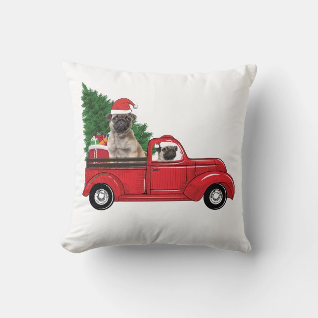 Christmas Pug Dog Lovers Owners Christmas Xmas Cushion (Front)